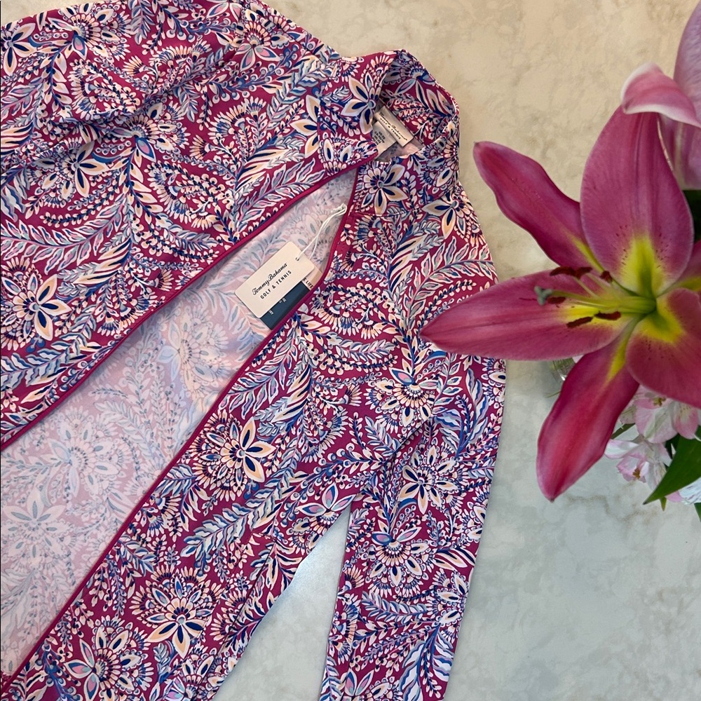 NWT Tommy Bahama Golf & Tennis Full Zip Pink Floral Jacket - Picture 5 of 11